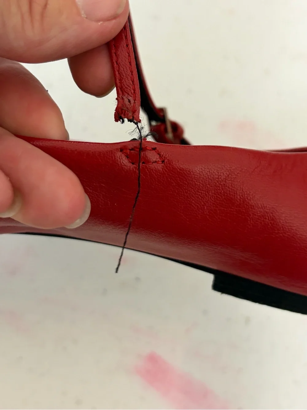Tory Burch Red Leather Mary Jane Ballet Flats